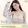 Girls' Pastoral Floral Seamless Underwear: Round Cup, Side Support, Anti-Sagging, Soft Comfort Lace Bra