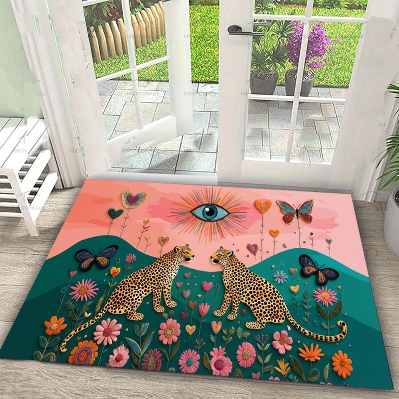 

Vintage Garden Potted Flower Rug Watercolor Botanical Doormat NonSlip Easy Clean Carpet for Living Room Bedroom Pet Friendly 40X60cm