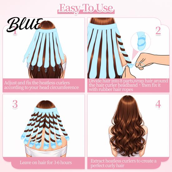 Portable Hair Styling Accessory No Heat Curling Rod Headband Curler fo Long Thick Hair Travel Friendly Tool Curls Roller with Eight Claws,