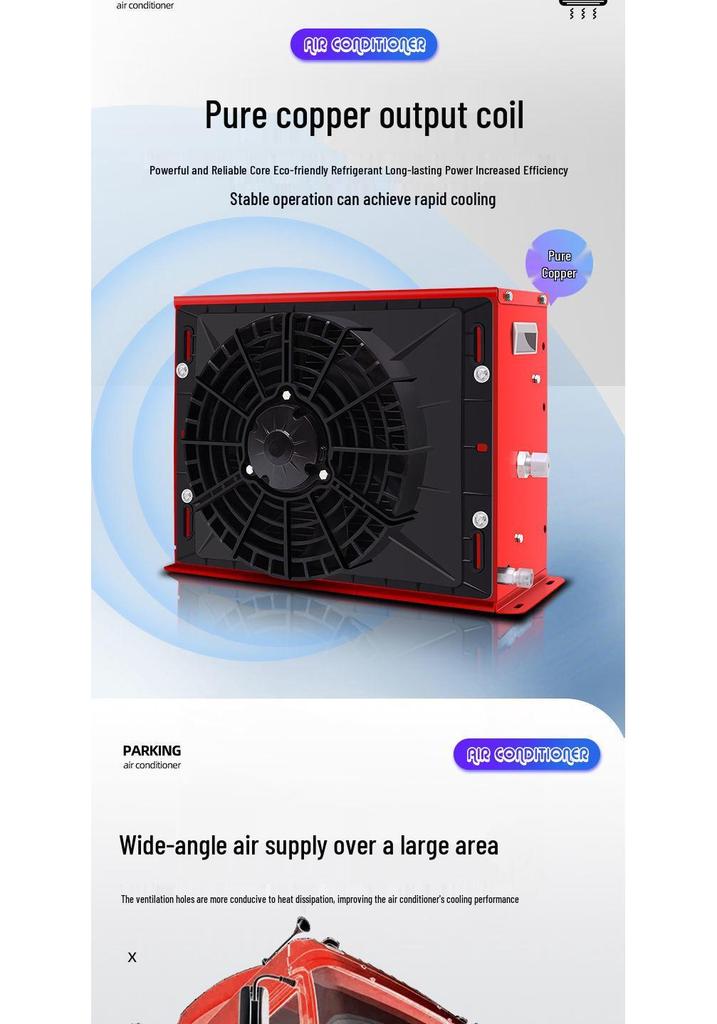 24V Electric Parking Air Conditioner for Large Trucks, RVs, and 12V Vehicle Modifications