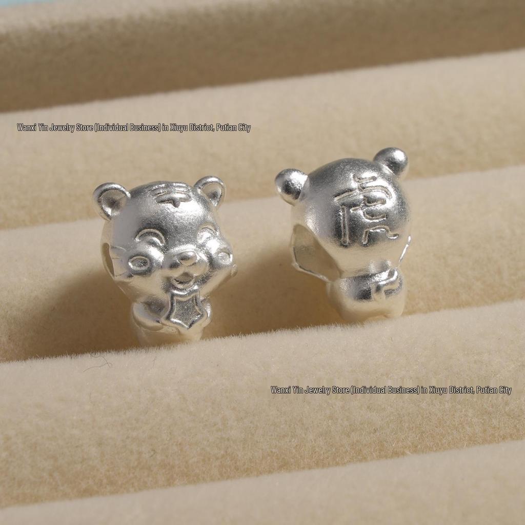 Sterling Silver 3D Zodiac Animal Charms - Cartoon Lu Lu Tong Spacer Beads for DIY Accessories