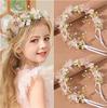 Korean Fashion Imitated Pearl Crowns Girls Bridal Wedding Headband Floral Flower Headband for Girls Adult Hair Accessories