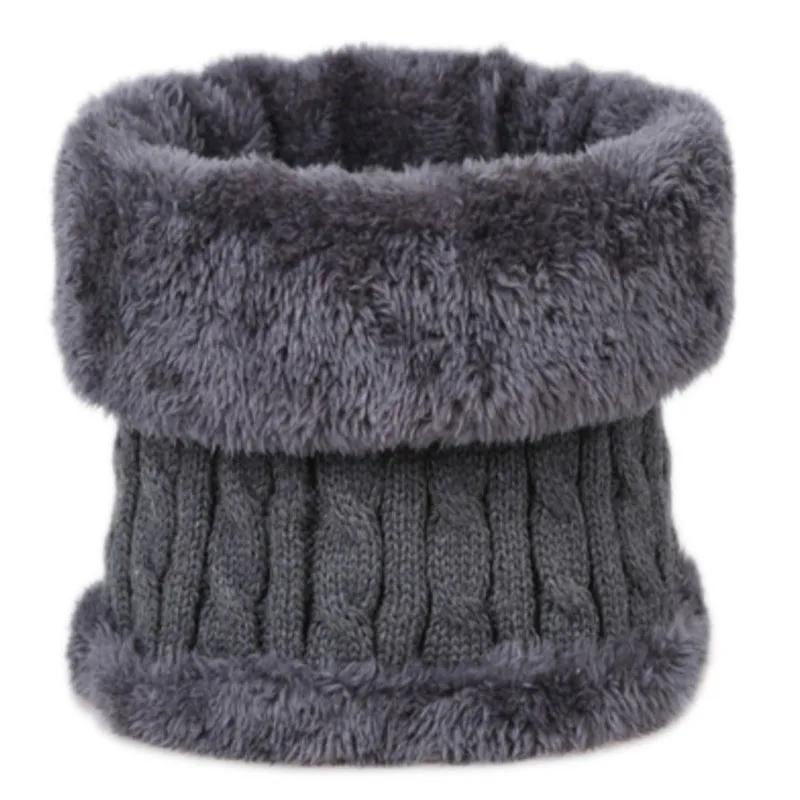 Herren einfarbig weich gestrickt Ring-Schleifenkragen Schal Winter dick Plüsch Wolle Lätzchen Männlich warm Snood Kurze Schals Kreis Halstuch