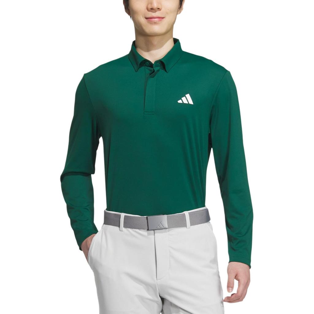 Adidas Aeroready Golf Long Sleeve Polo Shirt Men tops Forest-Green IM6416