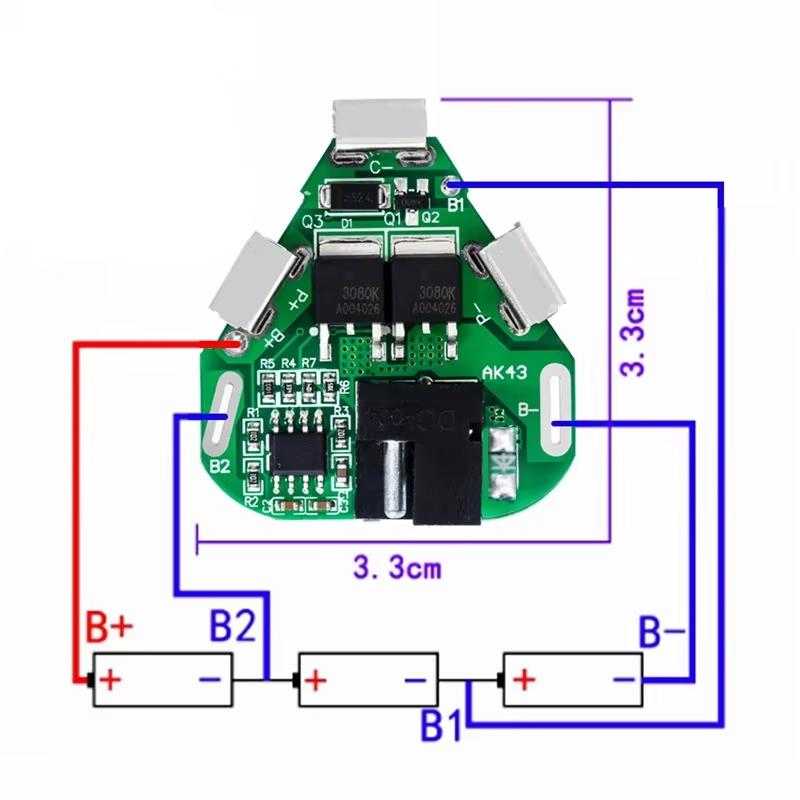 Lithium Battery Charger Protection Board 3S 40A 12.6V BMS For Drill Motor Over Current Over Charge Protection Enhance Balance