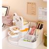 360° Rotating Bear Desktop Hole Board Organizer Rack Table Stationery Cosmetics Storage Drawer Multi-compartment Lipstick Boxes