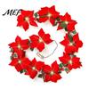 Battery Operated Christmas Garland Poinsettia with Light, 78/118 Inch Lighted Artificial Flower for Mantel String Light 10/20 LEDs Xmas New Year Home