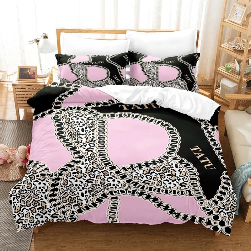 Gold Chain Leopard Leopard Print Comforter Cover King Size Women Cheetah Duvet Cover Set Home Hotel Room Soft Bedding Sets 3D