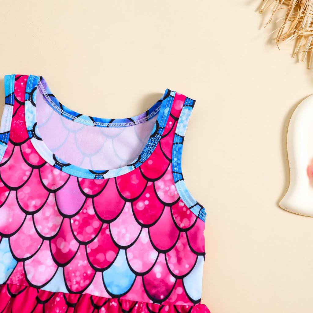 Exclusive Girls' Fish Scale Print Swimsuit Set