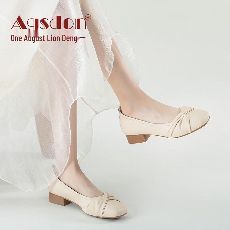 Agsdon Women s Pleated Square Toe Loafers 39