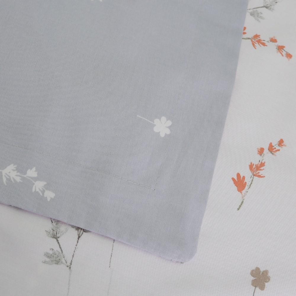 Cotton satin bedding 220x200 Luxury Premium Perimelis white with delicate gray flowers