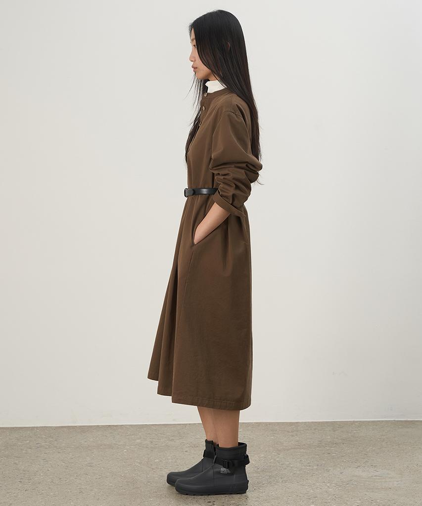 Leopeusaideuhwaiteulabel Stand Collar Shirt Dress Sepia