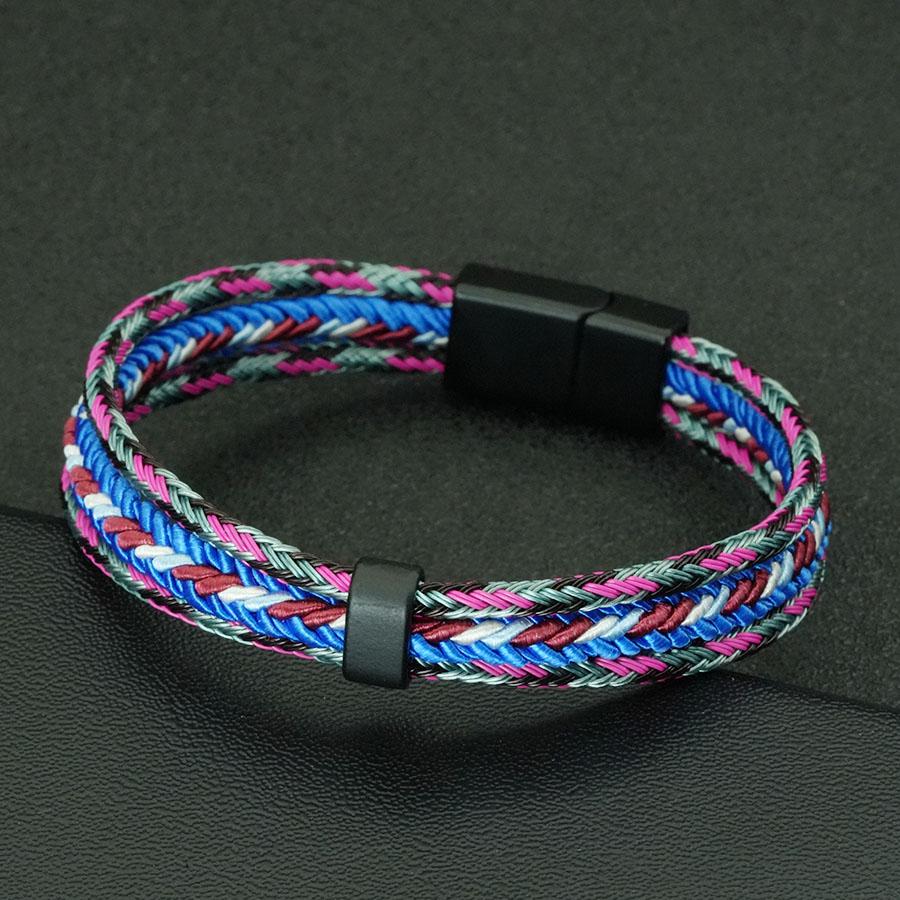 Noter Street Fashion Men Bracelet Ethnic Cord Chain Charm Braslet Steel Wire Bangle Hiphop Rock Sports Sweat Absorbent Brazalete
