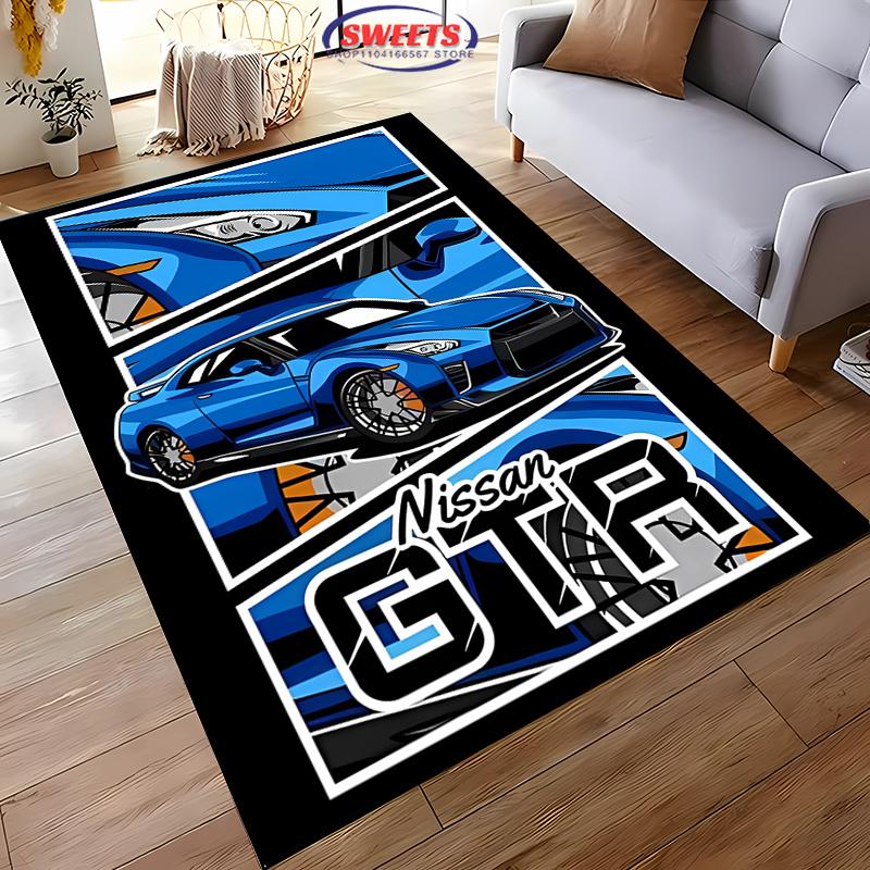 Retro GTR Racing Car Carpet, Living Room and Bedroom Household Items, Children's Room Sofa Mat,Doormat Floor Anti-slip Rug Gift