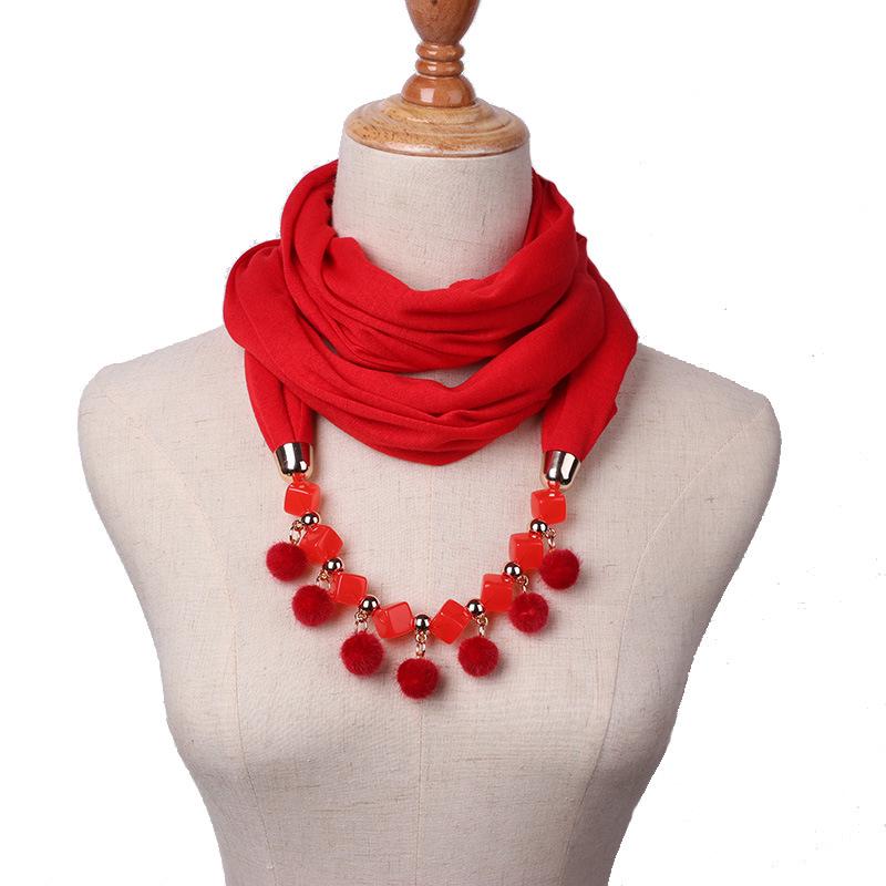 Small Fur Ball Necklace Scarf Women's Spring Autumn Winter Fashion Scarf