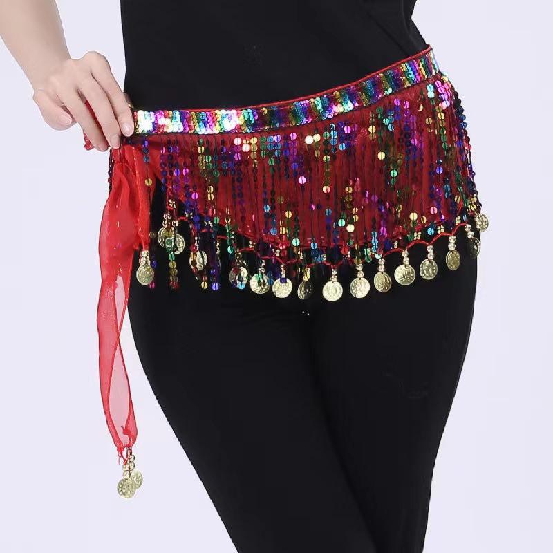 Sallantılı Payetli Boho Göbek Dansı Kalça Eşarbı Payetli Kalça Eşarbı Dans Performansı Kıyafetleri Caz Dans Aksesuarları Gösteri Kostümleri
