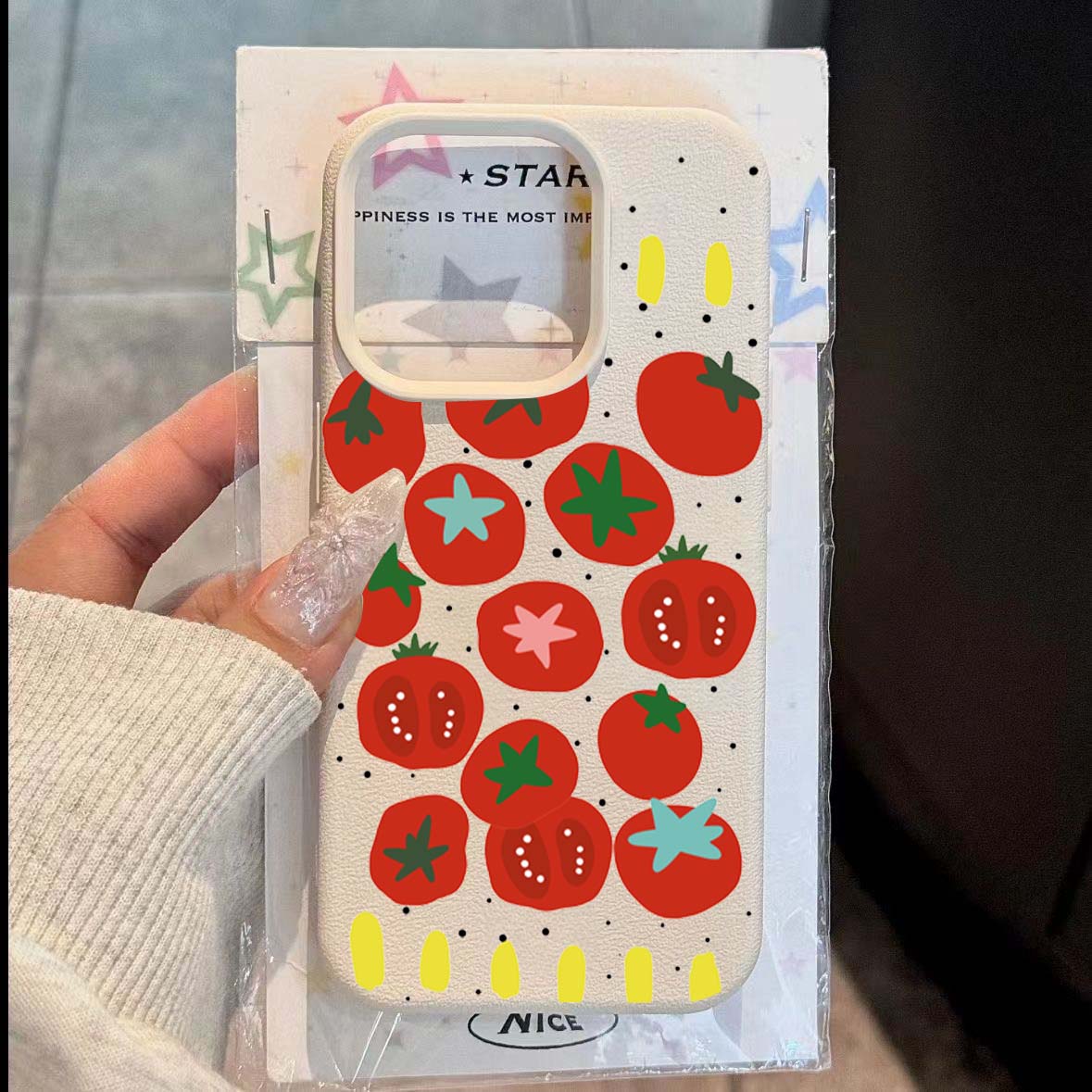 

Case For iPhone 11 12 13 14 15 16 Pro Max New Ins Creative Tomato Print Lichee Pattern Cover For iPhone XS Max X XR 16 Plus 16e iPhone 15 Pro Max
