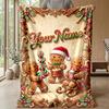 Kerst Gepersonaliseerde Naam Bedrukte Flanellen Deken Warm Comfort Bedkleed Huisdecoratie Feestelijk Cadeau