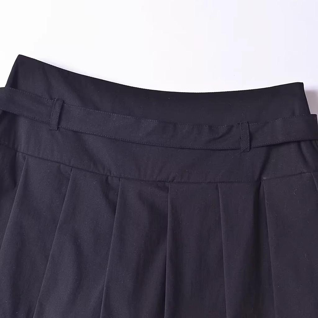 2024 Winter Women's European & American Style Fashion Pleated Wide-Leg Culottes