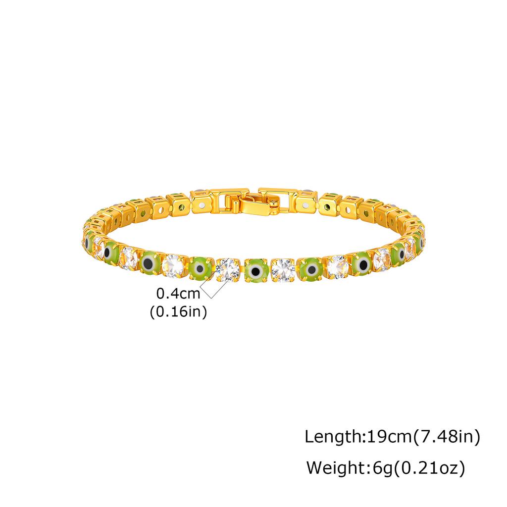 Colorful Crystal Tennis Bracelet For Women Fashion Cubic Zirconia Bracelets Devil's Eye Chain Bracelet Luxury Jewelry Gift