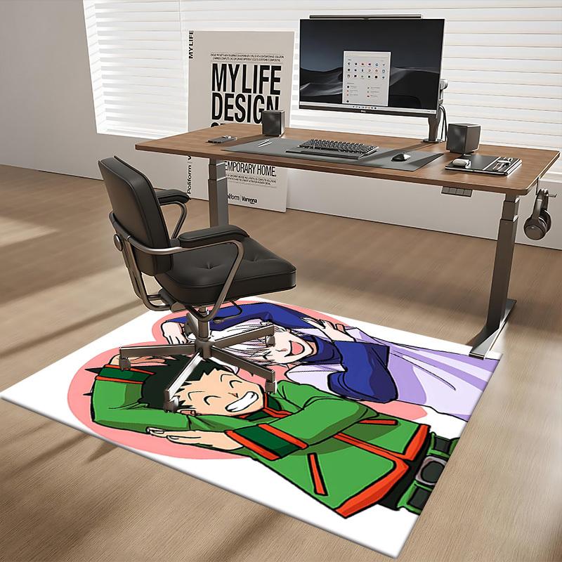 1pc Anime Cartoon Design Office Chair Mat - Inuyasha and Kagome Heart Shape Decorative Rug for Home Office, Festival Gift, Suitable for Offices, Livin
