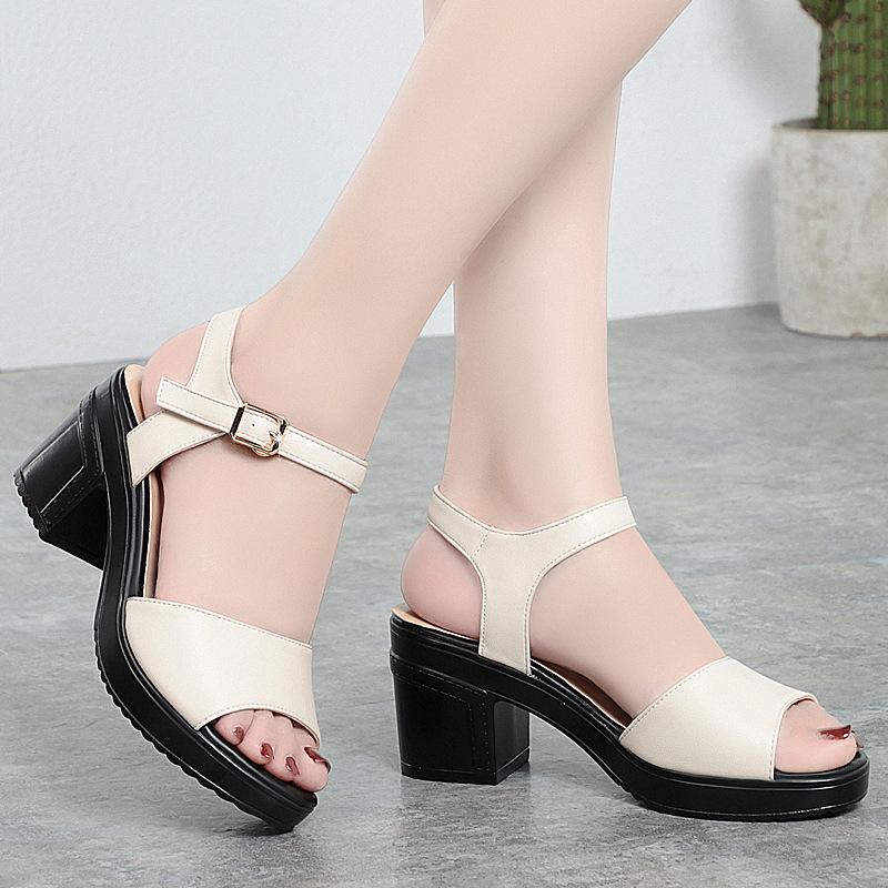 Sandali con Tacco Grosso da Donna Estivi Monocinturino Impermeabili con Plateau Scarpe con Suola Spessa Scarpe da Donna Bianche Oversize