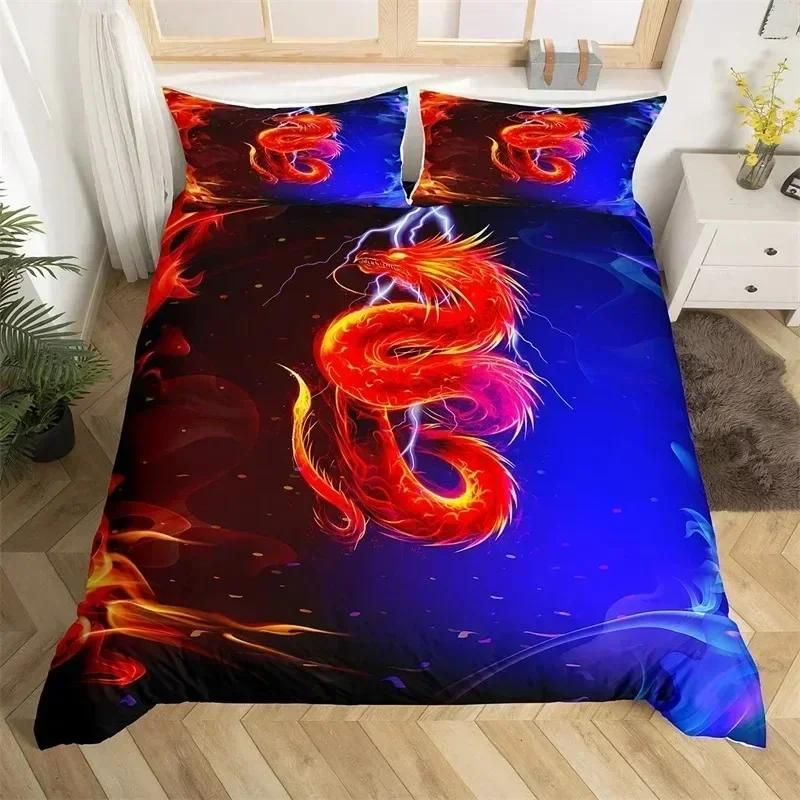 Wissenschaftlich-fantastisches Drachen-Bettwäsche-Set Bettbezug Laken Bedrucktes Bettwäsche-Set Kissenbezug Bett Einzelbett Doppelbett Queen King Size Bettdecke Schlafzimmer