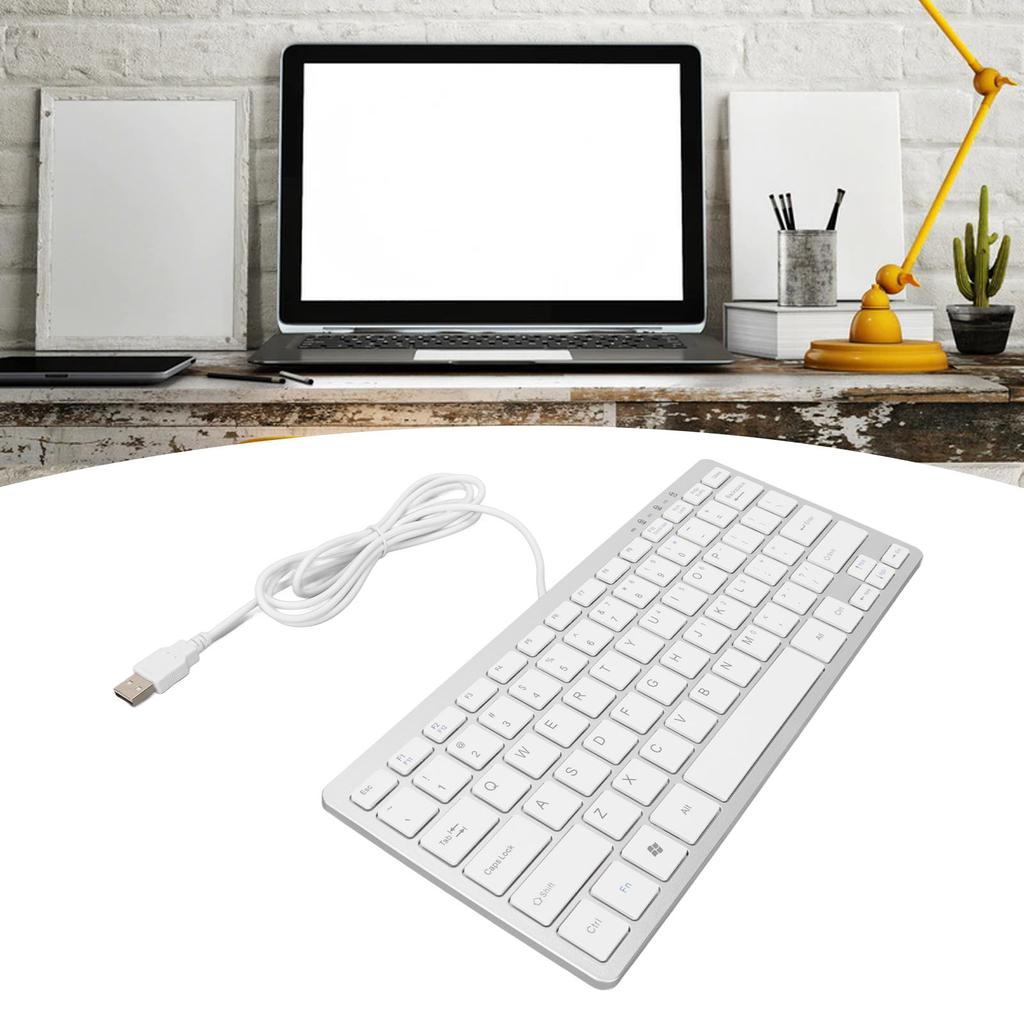 USB-Tastatur mit Kabel 78 Tasten Dünn Tragbar Rutschfest Tastatur für Laptops Desktops