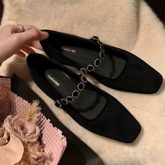 Fashion Mary Jane Single Shoes Thick Heel Shoes Elegant Classic Retro Square Toe Comfortable Soft Shallow Cut Low Heel Women's Shoes