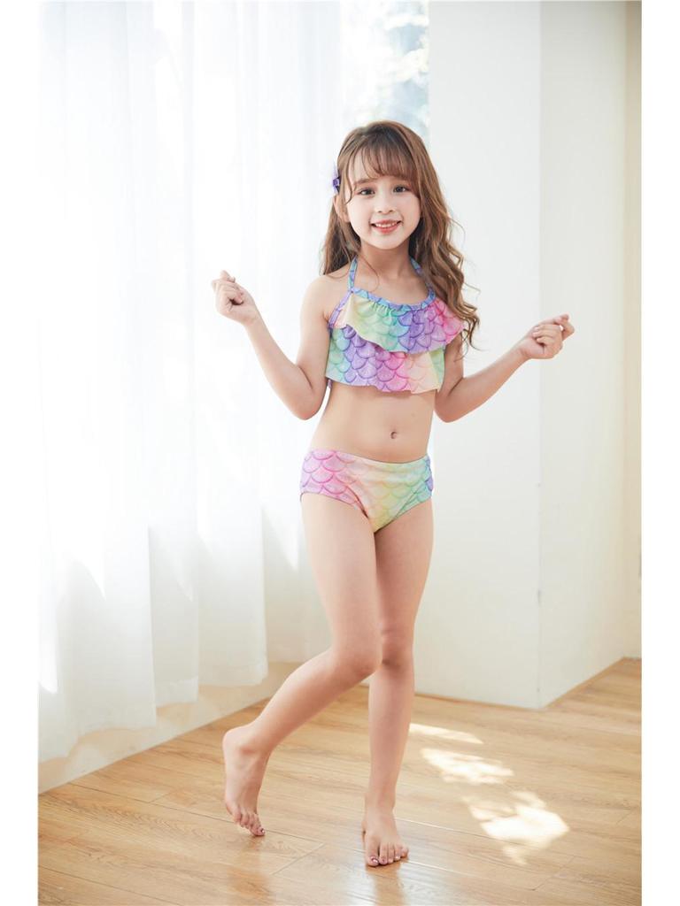 Mermaid Princess Swimsuit 3-Piece Set for Girls with Fishtail and Bikini