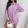 Women's Autumn Fashion Sexy Side Drawstring Shirt Dress