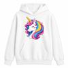 Jogging Enfant fille - Sweat à Capuche et Pantalon Bleu Marine - Motif Licorne Arc-en-ciel - Blanc