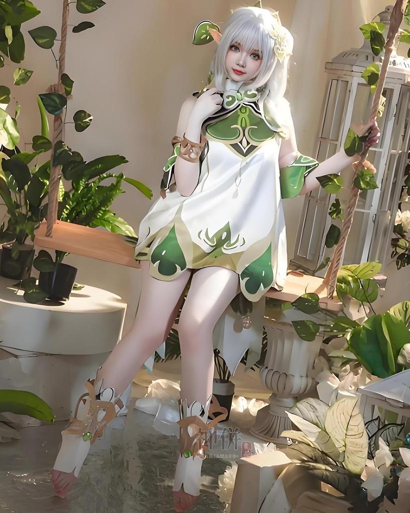 Nahida Cosplay Grass Genshin Impact Cosplay Costume for School and Stage Wear Wig Size [Excellent Quality] Wig, God, Costume, Adult, Festivals,