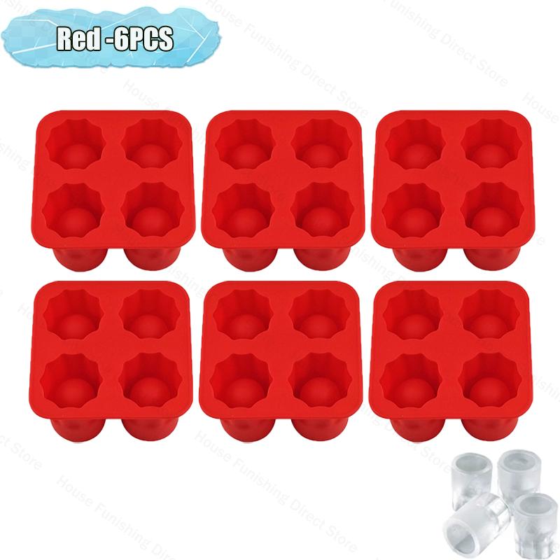 4 Cup Shape Silicone Ice Cube Mold Tray Summer Bar Party DIY Cold Drink Ice Compartment Mold Ice Cup Ice Cube Tray Kitchen Tool
