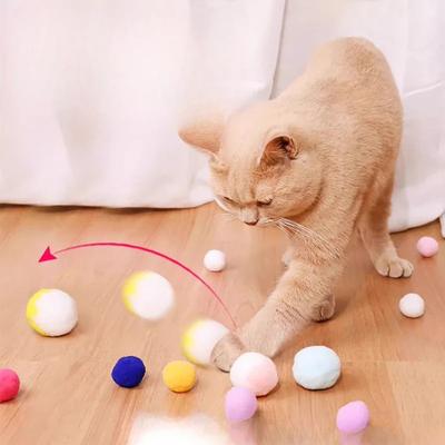 Silent Ball Cat Toy Self Hi Soothing Tool Plush Ball Household Cat Playing Stick Cat Toy Multi Specification Pet Cat Supplies