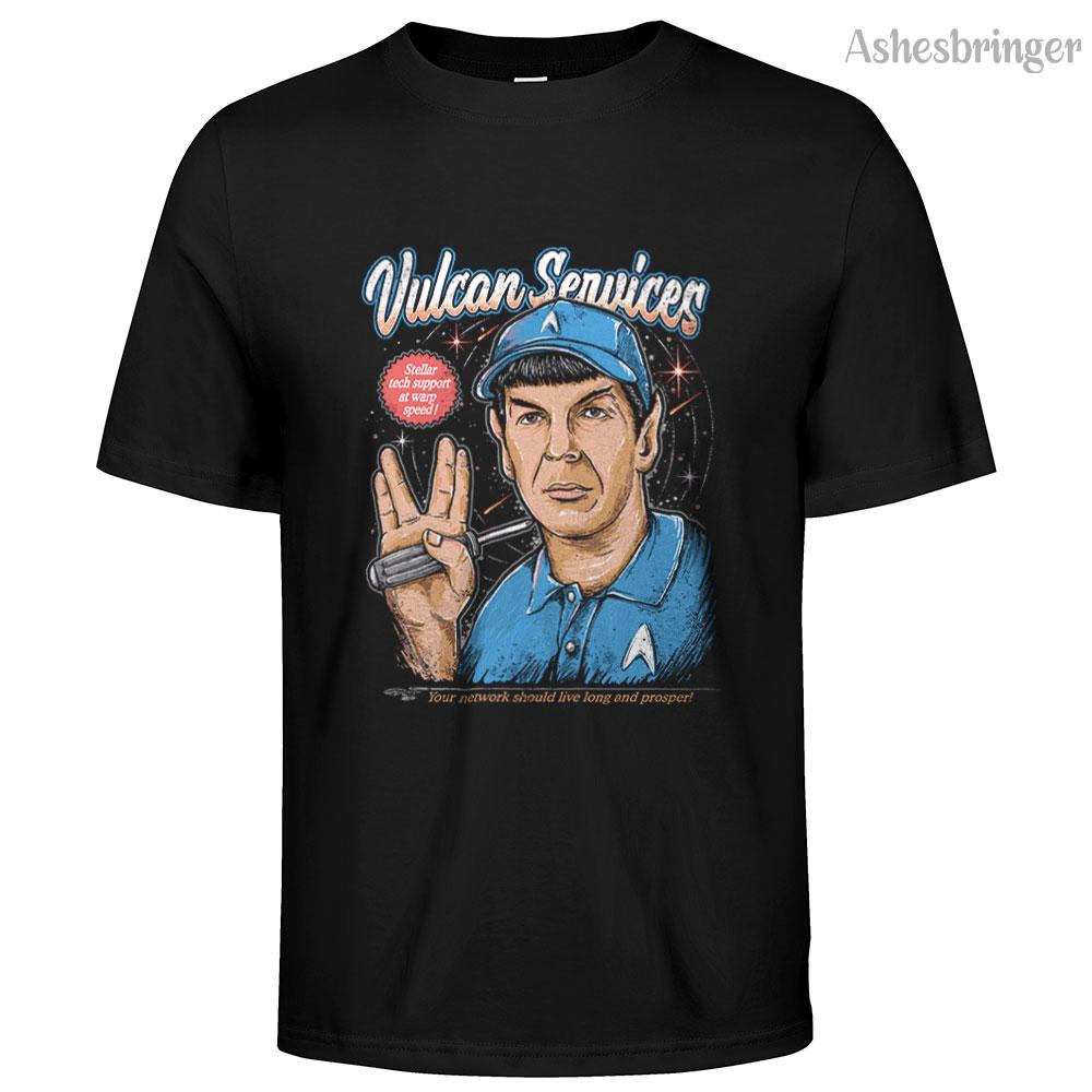 Mens Cotton Star Trek Vulcan Services Graphic T Shirt Street Casual Style Tee for Men and Women