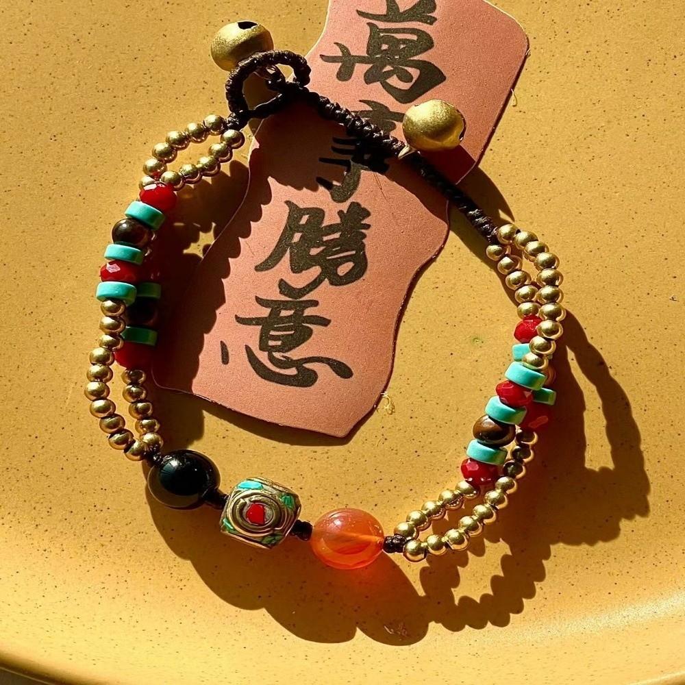 Tibetan Ancient Method Woven Braided Bracelet Nepal Bohemian Exotic Bell Women Bracelet Coco Hand Rope Bracelet Women Jewelry