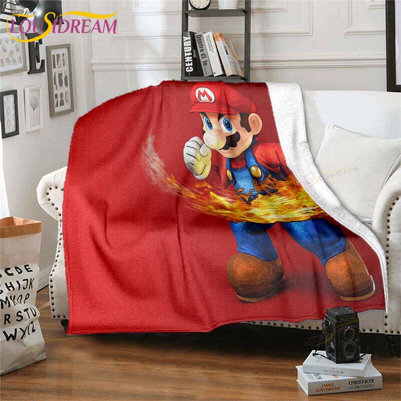 Mario Bros Blanket High Quality Flannel Warm Soft Plush on The Sofa Bed Blanket Suitable for Air Conditioning Blanket