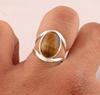 Solid 925 Sterling Silver Tiger Eye Oval Gemstone Handmade Designer Bohemian Ring Unisex Ring