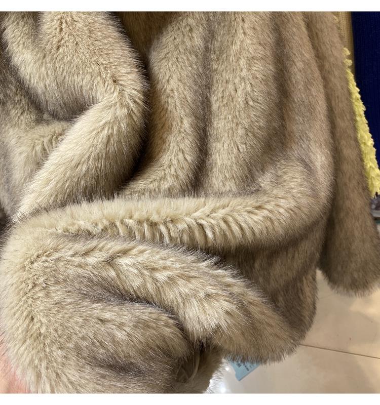 Golden Toca Women's Mid-Length Faux Fox Fur Coat with Large Lapel - Elegant and Plush Design