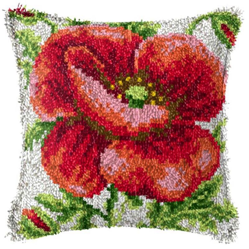 

Серия «Цветы и растения» Наволочка для вышивания крючком с защелкой, Набор для вышивания узловым стежком, Ручное вязание крючком, Вязаный ковер, Наборы для ковриков с защелкой