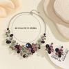 Europeiskt & Amerikanskt Kristall Ädelsten Blomster Halsband & Örhängen Set - Färgglada Kvälls- & Bröllopstillbehör