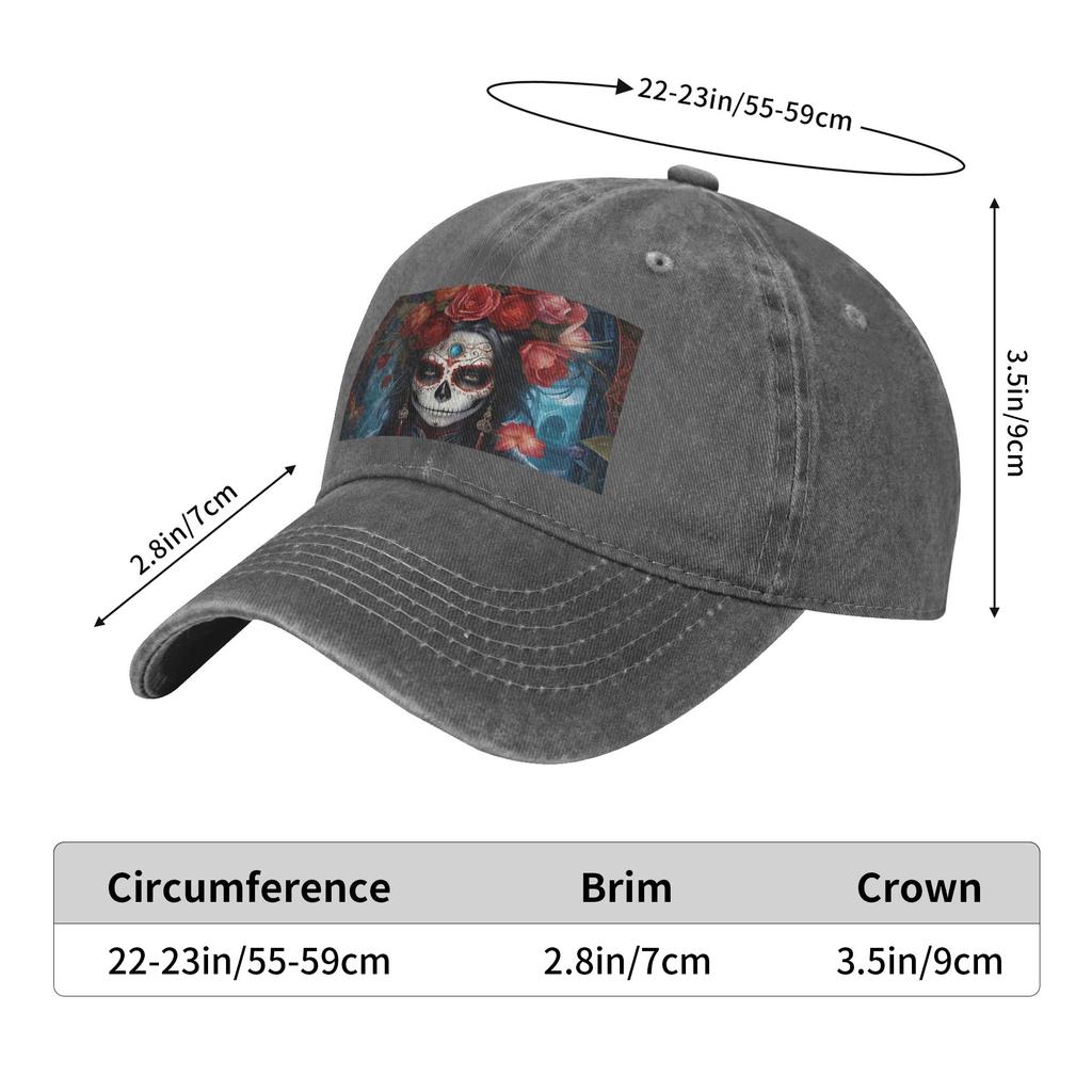 Mexican Catrina Sugar Skull Lady Denim Cap Casual Baseball Caps Adjustable Hat Summer Unisex Baseball Hats