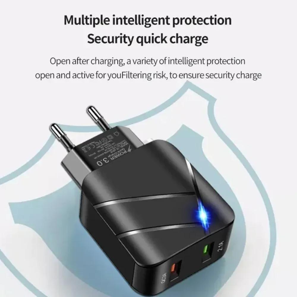 Dual USB Qc3.0 2.1a Multi Port Fast Charging Mobile Phone Charger Dual Port American Standard European Standard Fast Charging