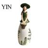 Decorative Vase for Dried Flowers Nordic Style Resin Girl Figurine with Flower Basket, Creative Desktop Ornament Soft Furnishings Home Decor,
