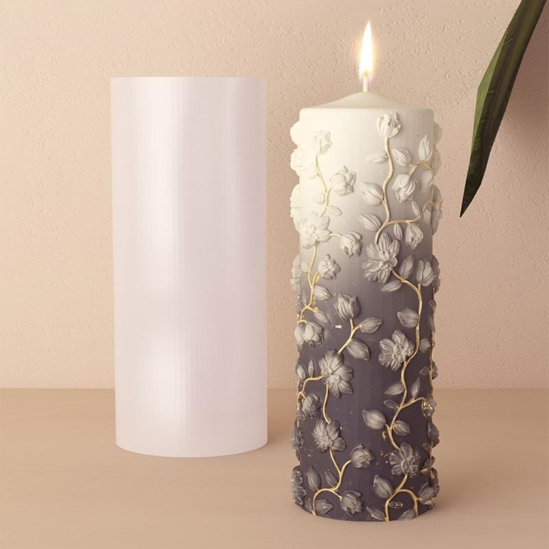 Sturdy Silicones Candle Molds With Embossed Florals Designs for Unique Candle Making Home Decoratiion Craft Supplies