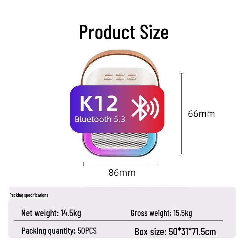 K12 Portable All-in-One Karaoke Bluetooth Speaker with Wireless Microphone