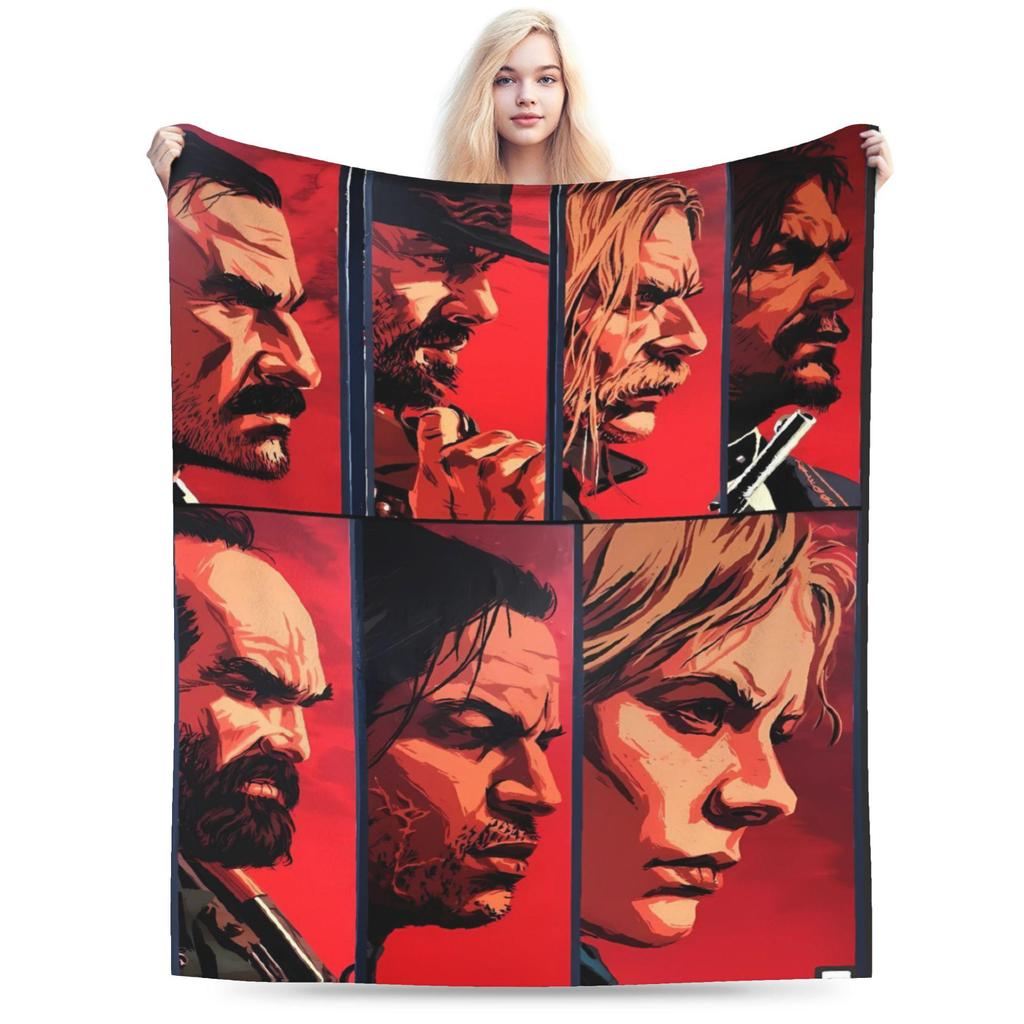 Red Dead Redemption 2 Blanket Warm Soft Graphic Plush Bedding Throws For Bedroom Airplane Travel Flannel Bedspread Bed Cover