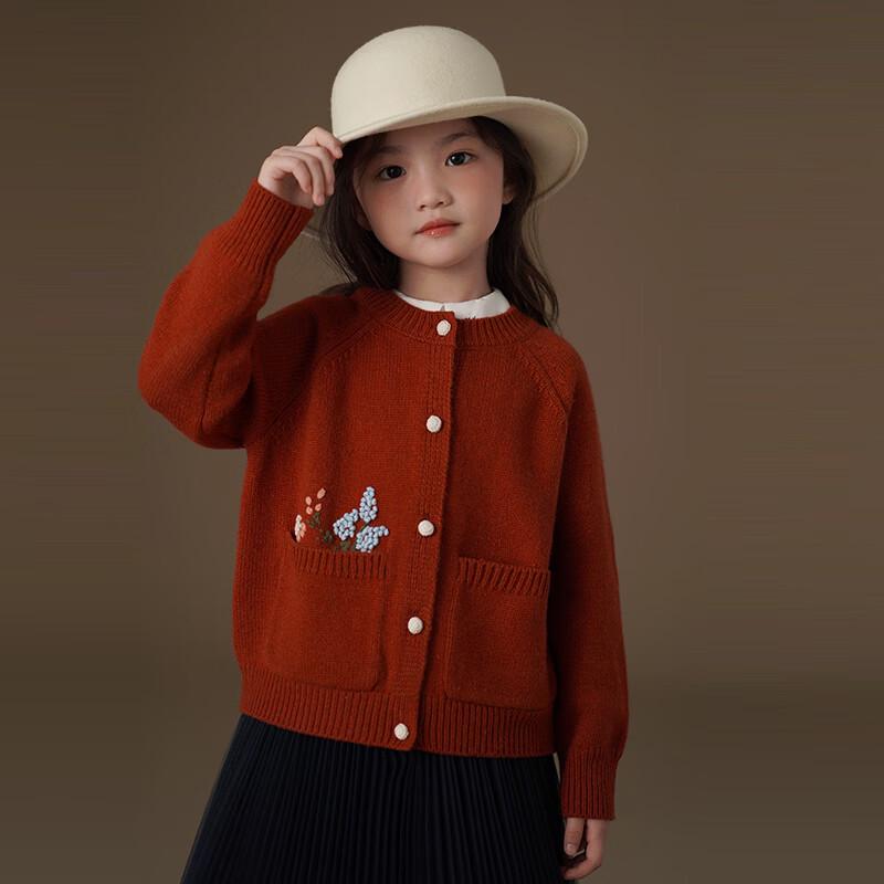 Hacikis Kids  Retro Red Wool Blend Cardigan Sweater 110