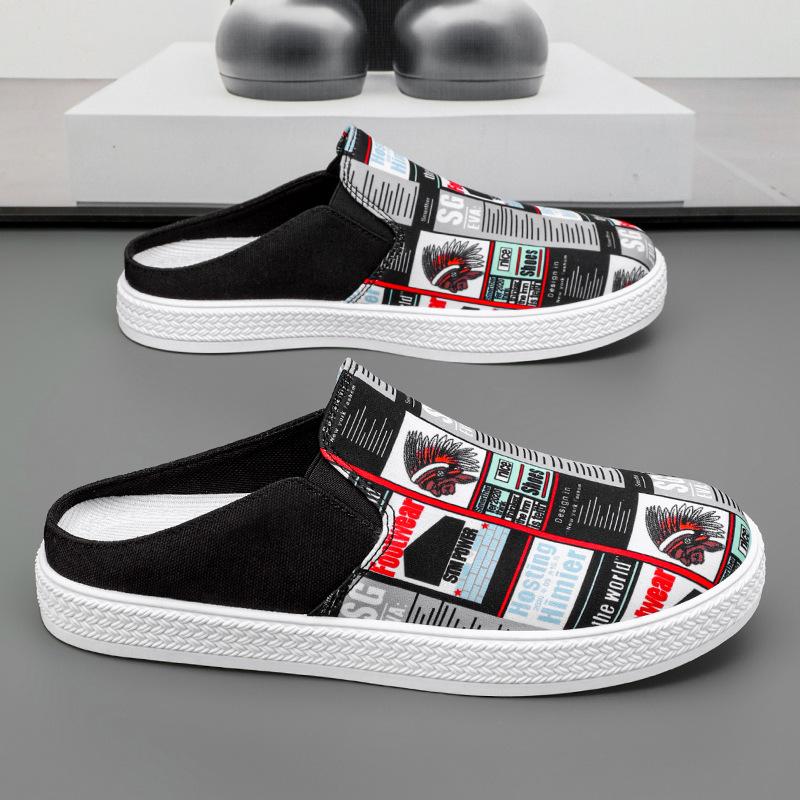 

Повседневные мужские туфли с плоским дном и полупереноской, дышащие, ленивые, с одной педалью, из ткани, для сноуборда 44